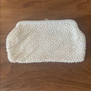 Vintage White Seed Bead Clutch
